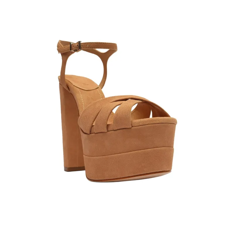 Schutz Keefa Strap Sandals 14.3cm Women's Brown-2
