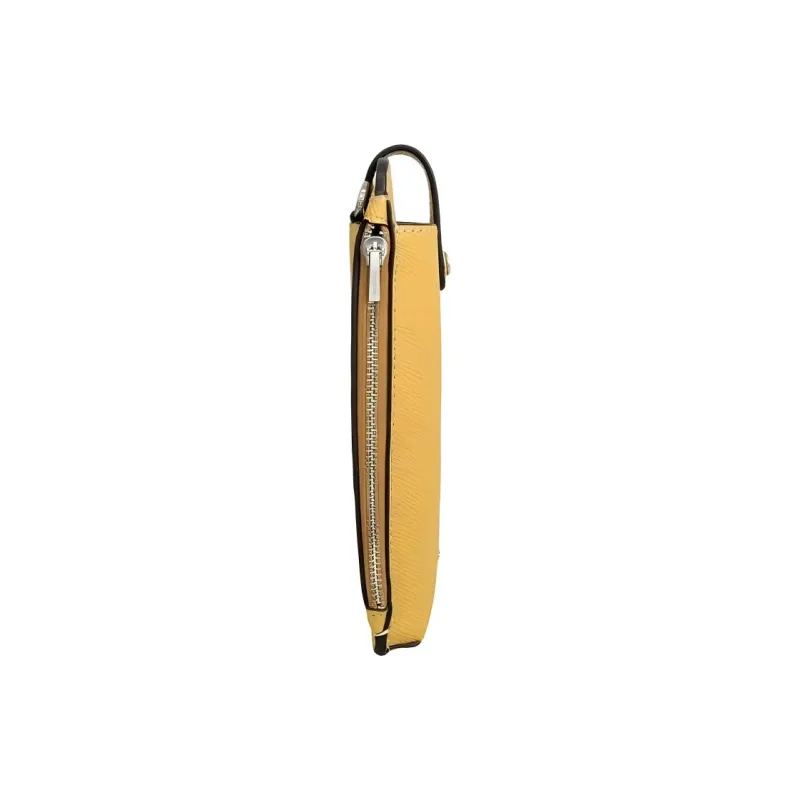 COACH Cross Grain Leather Crossbody Bag With Hidden Button Cell Phone Pouch Mini Women's Yellow-3