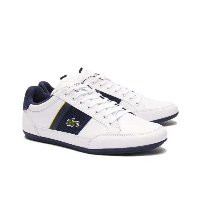 LACOSTE Chaymon Anti-Slip Wear-Resistant Low-Top Skateboard Shoes Men's White Blue-1