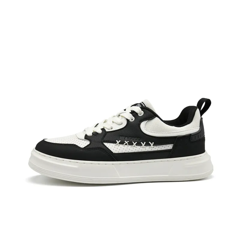 HLA Casual Versatile Lightweight Skateboard Shoes Perforated Breathable Comfortable Sports White Sneakers Men's-7