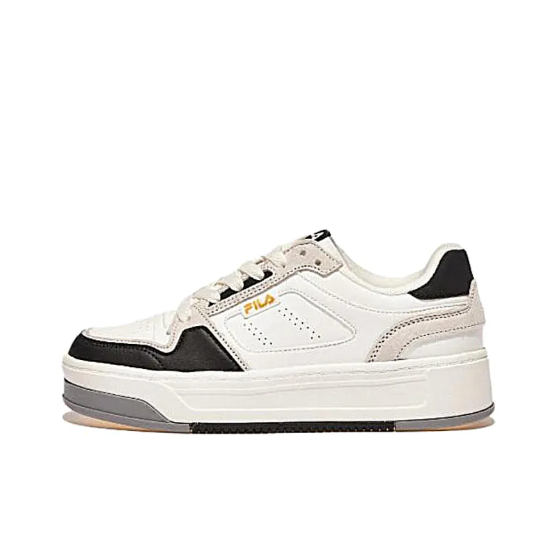 FILA Anti Slip Wear Resistant Low Top Skateboard Shoes Unisex White Black Korean Style-0