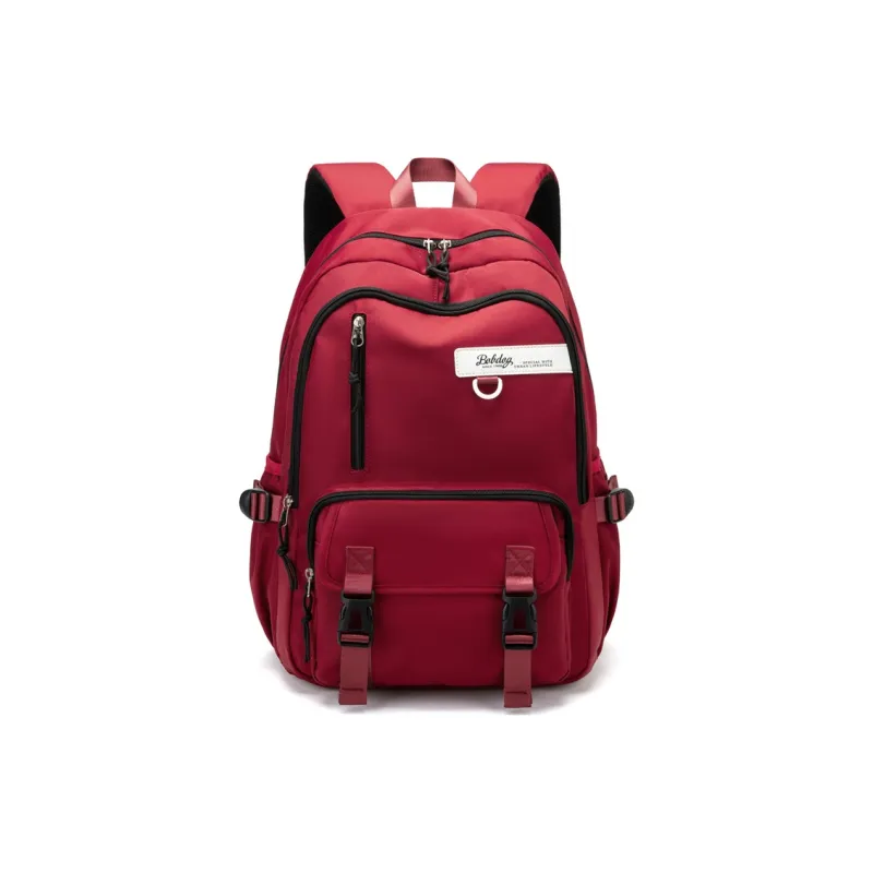 BOBDOG Polyester Backpack Student Backpack Travel Bag Hiking Bag Large Size Unisex Pure Black White/Burgundy-7