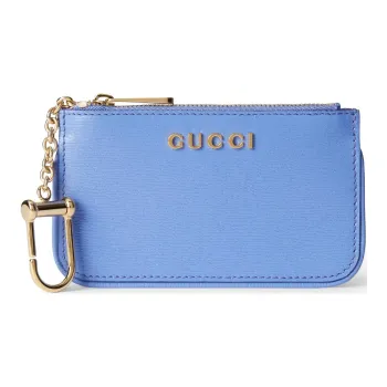 GUCCI Leather Key Pouch Unisex Light Purple