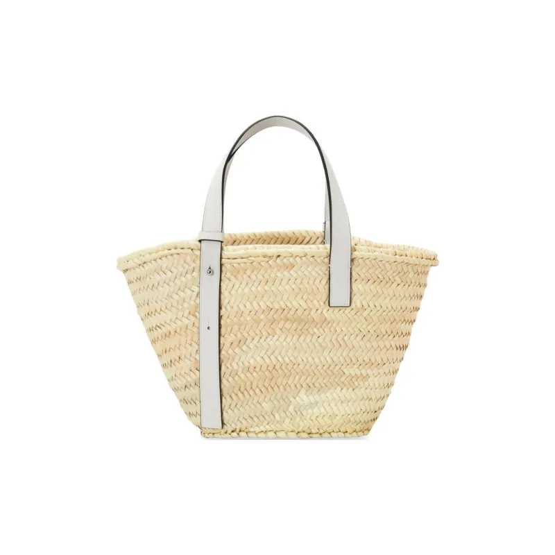 LOEWE Basket Bag In Palm Leaf And Calfskin Natural/White-2