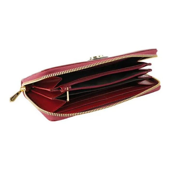GUCCI Zip Around Leather Wallet Red-4