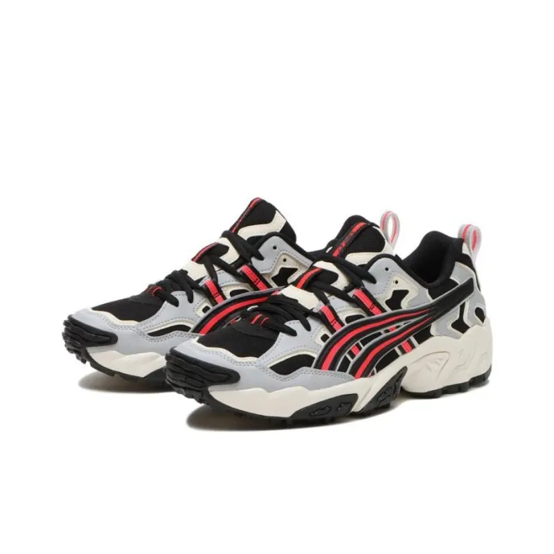 Asics GEL NANDI LT Cushioning, Abrasion Resistant, Height Increasing Low Top Chunky Sneakers Unisex Black White Gray-2