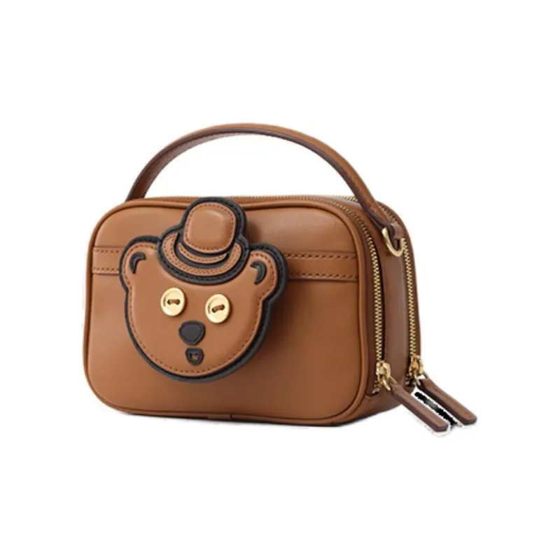 FION Cow Leather Portable Crossbody Bag, Shoulder Bag Women's Brown-1