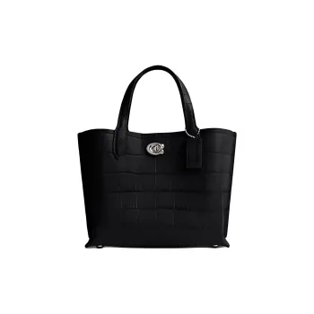 COACH Willow Leather Tote Bag, Shopping Bag, Handbag Medium Size Women's Black