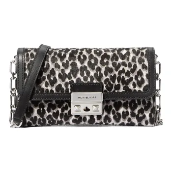 MICHAEL KORS Calfskin Shoulder Bag, Crossbody Bag, Handbag Large Size Women's Black