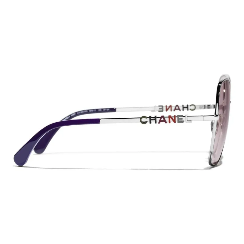 CHANEL Metal Butterfly Sunglasses Unisex Silver-3