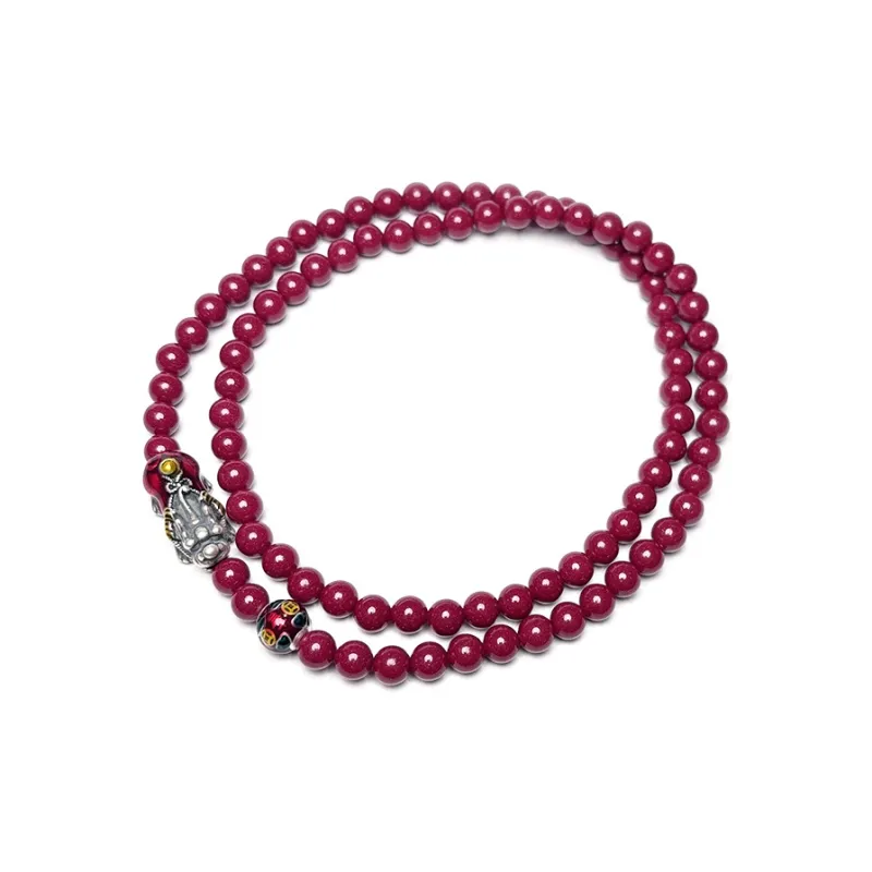 MOUNTAINS AND MANS Cinnabar Auspicious Beaded Bracelet Unisex-2