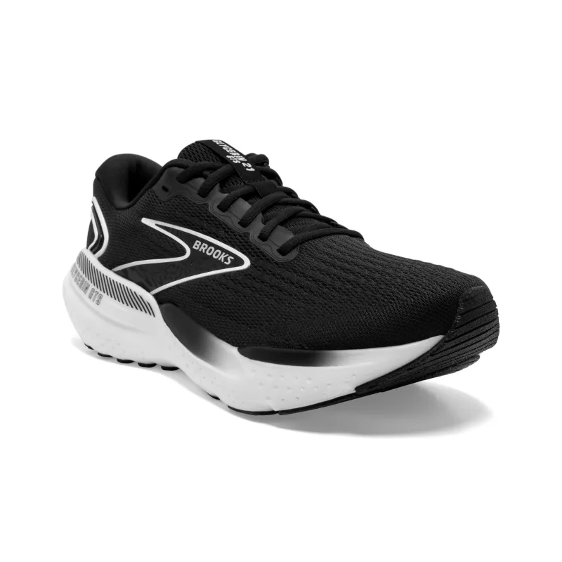 Brooks Glycerin GTS Cushioning Slip Resistant Breathable Support Low Top Casual Running Shoes Women's Black White-3
