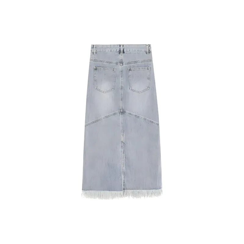 ZVJH Denim Long Skirts Women's-1