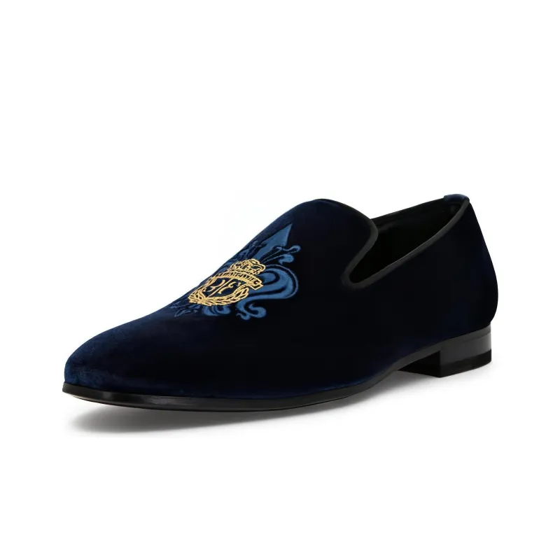 Billionaire Crest-motif Velvet Loafers-2