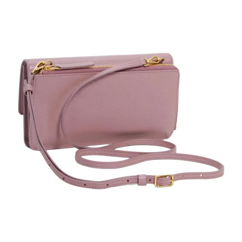 TUMI Leather Wallet Handheld Crossbody Bag Women's Pearl Pink Red-2