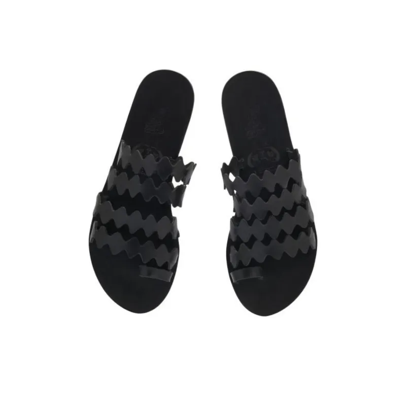 Le Sirenuse Positano x ANCIENT GREEK SANDALS Slide Slippers Women's Black-2