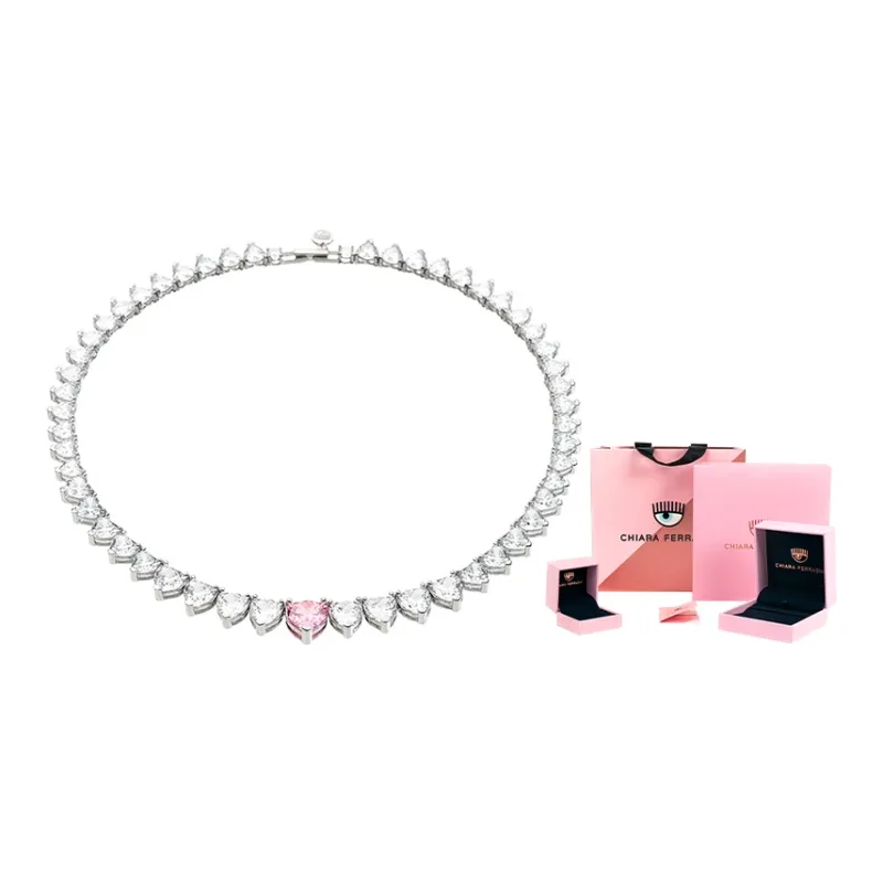 CHIARA FERRAGNI Zircon, Rhinestones, 18K Gold Plating Italian Luxury Light Necklace Women's Silver-1