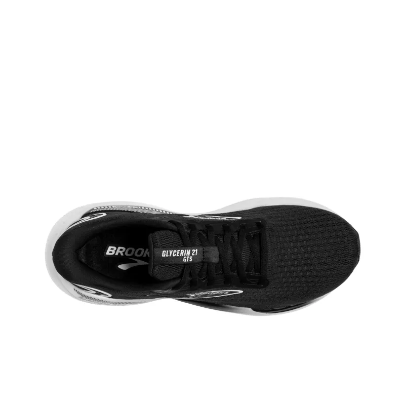 Brooks Glycerin GTS Cushioning Slip Resistant Breathable Support Low Top Casual Running Shoes Women's Black White-2