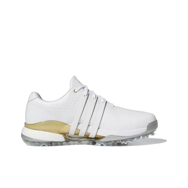 Adidas Tour360 Anti Slip Wear Resistant Low Top Golf Shoes Men's White Gold-1
