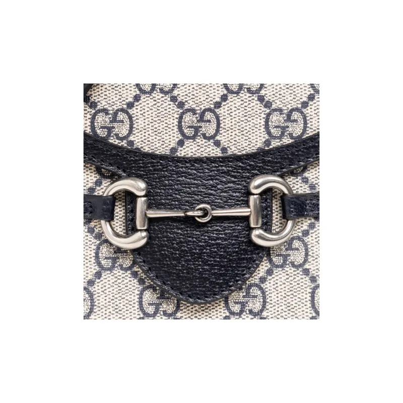 GUCCI Canvas With Leather Cell Phone Pouch, Cigarette Case, Bag, Shoulder Bag, Crossbody Bag Mini Unisex Blue & Beige-3