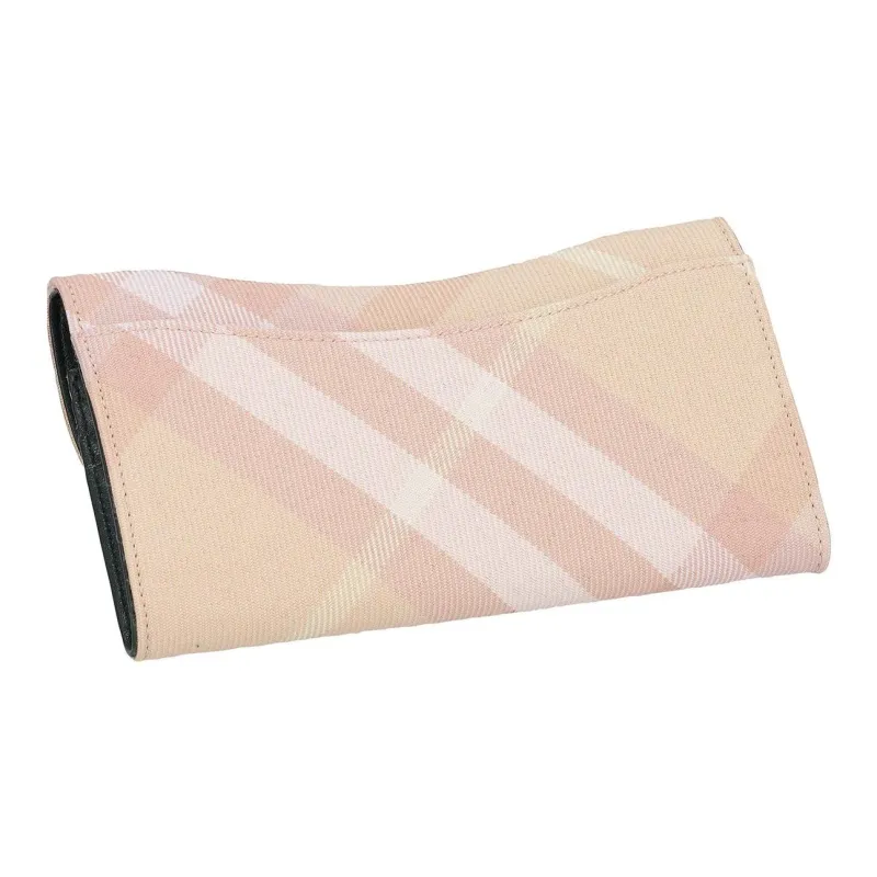 Burberry Wool With Polyester Wallet Women's Peach Pink & Black-1