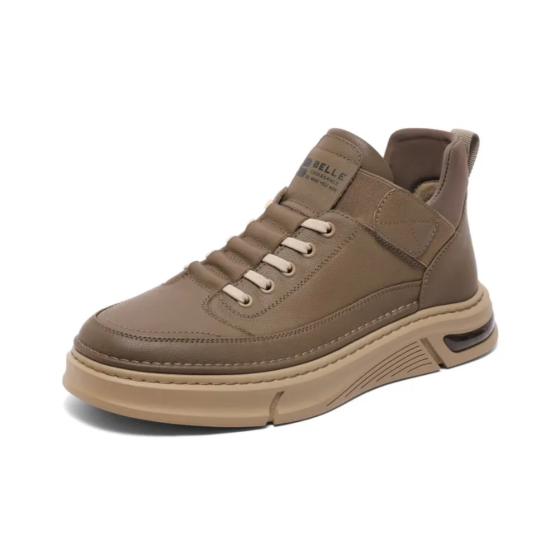 BELLE Wear-Resistant Low-Top Skateboard Shoes Men's Yellow Khaki-20