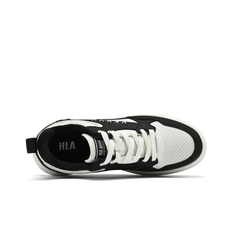 HLA Casual Versatile Lightweight Skateboard Shoes Perforated Breathable Comfortable Sports White Sneakers Men's-9