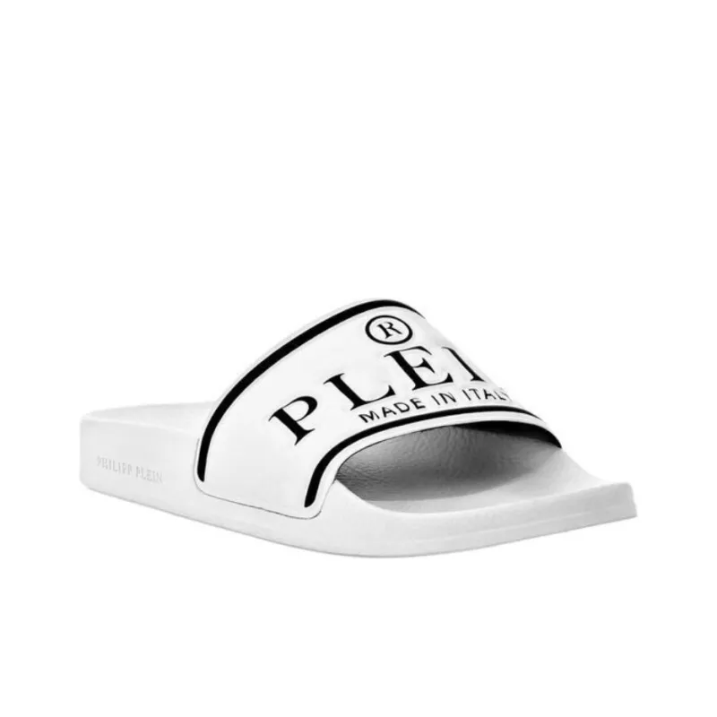 PHILIPP PLEIN PU Polyurethane Slip-Resistant Slide Slippers Unisex White-2