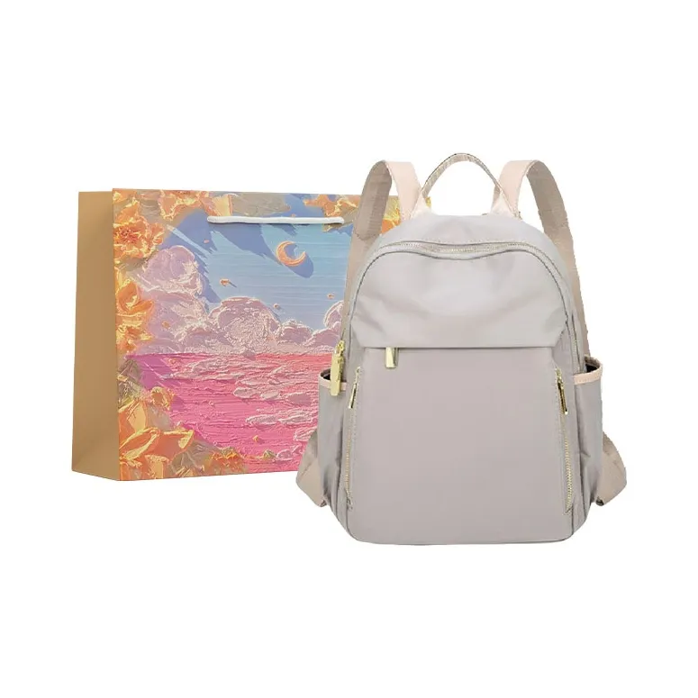 BRINCH Oxford Backpack Regular Women's Apricot & Brown/Apricot Gray/Dark Gray/Versatile Black-4