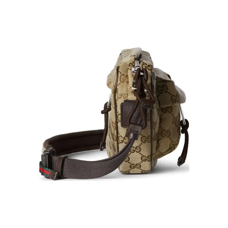 GUCCI Canvas Shoulder Bag Crossbody Bag Small Size Men's Beige & Ebony-3