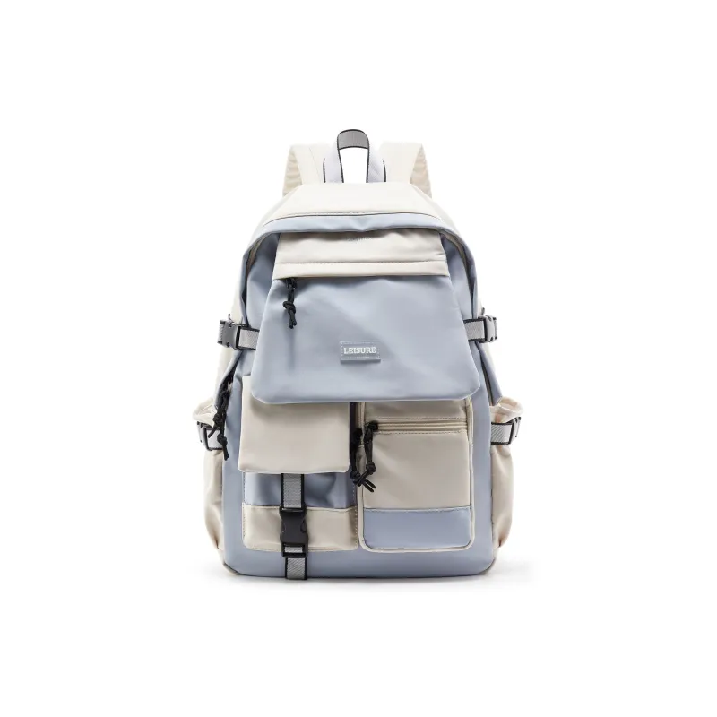WONHOX Fabric Backpacks Laptop Bags Backpack Regular Unisex Black/Haze Blue/Royal Blue-7