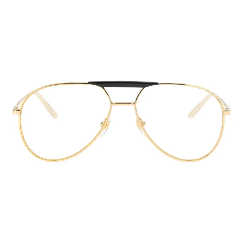 GUCCI Plate Frame Aviator Eyeglass Frames Men's Gold-1