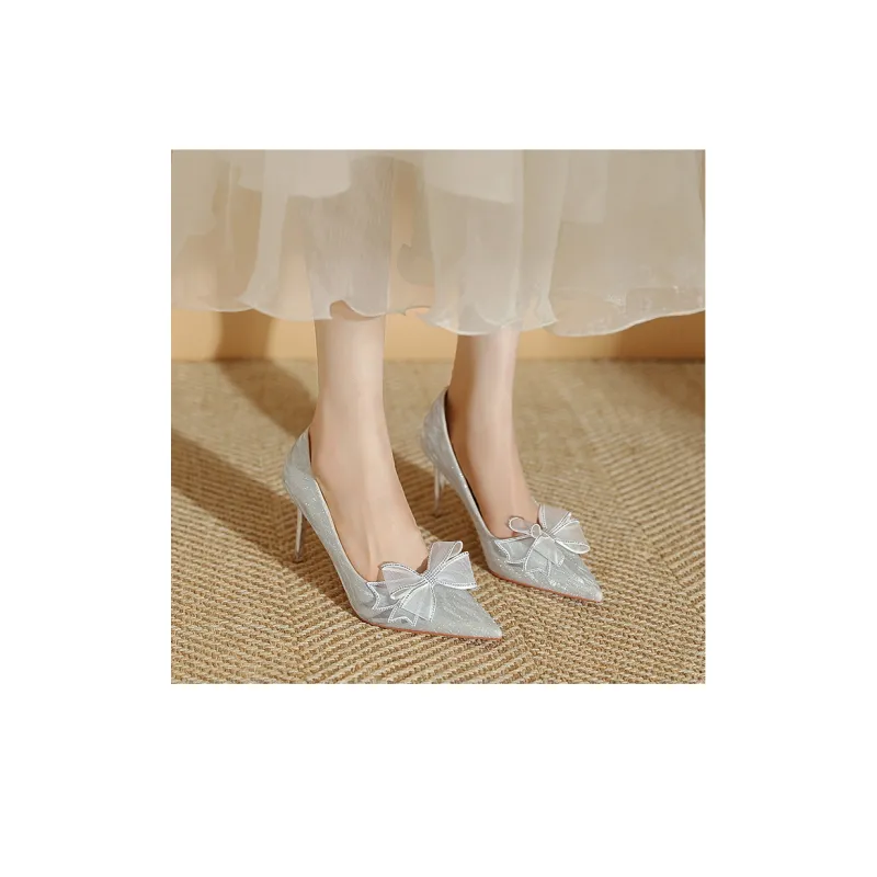 MEIAI High Heels Women's Silver-8