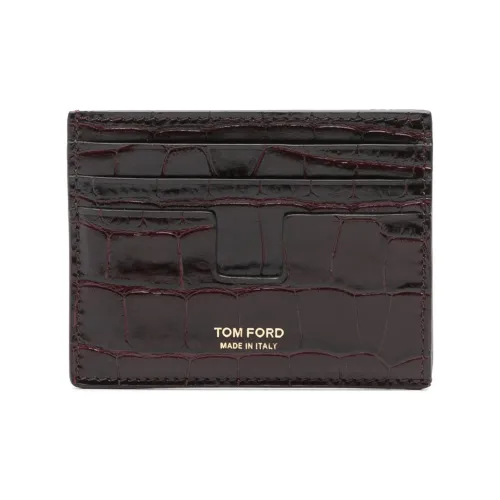 TOM FORD Calfskin Card Holder Men's Burgundy