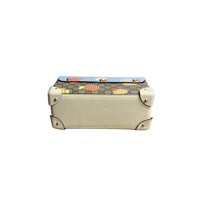 GUCCI Padlock Canvas With Leather Binding Box Bag Handbag Crossbody Bag Shoulder Bag Small Size Women's Ebony & Blue-3