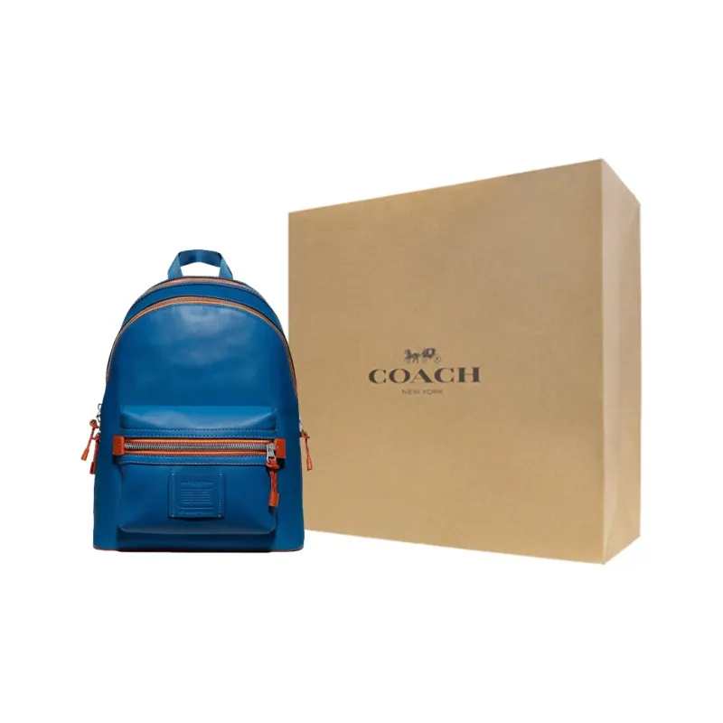 COACH Academy Leather Backpack Large Size Men's Blue-4