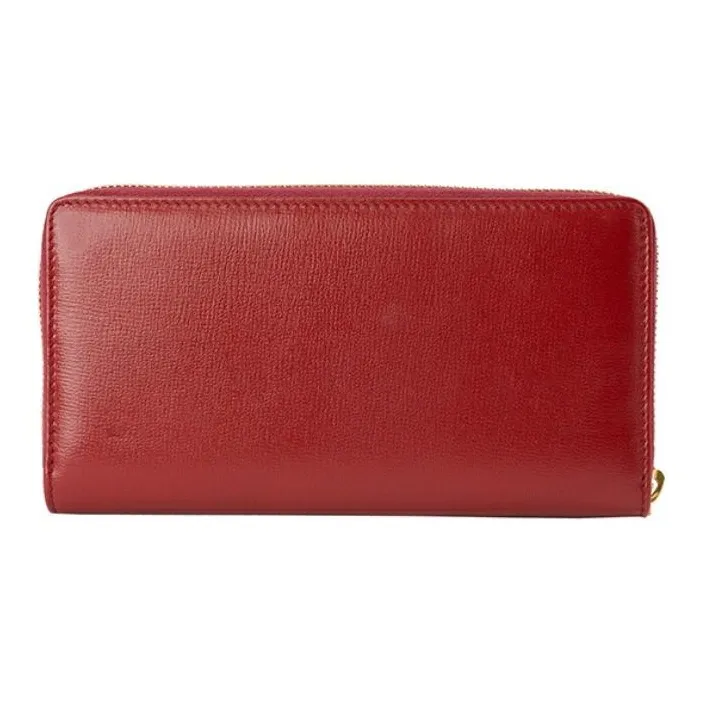 GUCCI Zip Around Leather Wallet Red-1