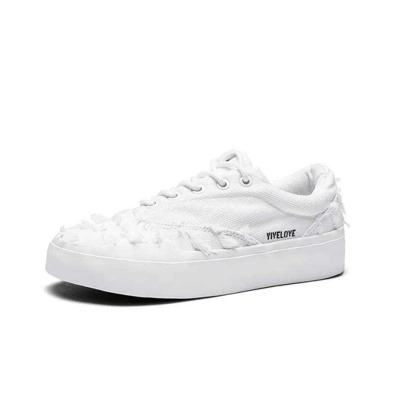 YIVELOVE Anti Slip Wear Resistant Breathable Lightweight Low Top Canvas Shoes Unisex White-1