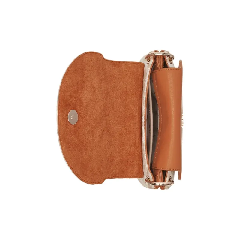 DKNY Leather And Polyester Blend Shoulder Bag Crossbody Bag Medium Size Women's Light Brown-1