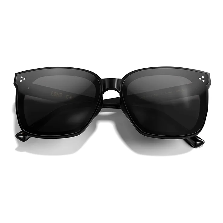 LOHO Plate Frame Square Classic Black Super Cool Photography Sunglasses Unisex Black Tea Brown-3