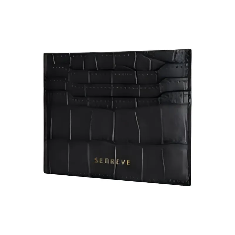 SENREVE Crocodile Pattern Embossed Leather Wallet Women's Black & Gold-1
