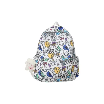 KAMLUI Nylon Double Shoulder Backpack Students Backpack Regular Unisex Multicolor/Black White