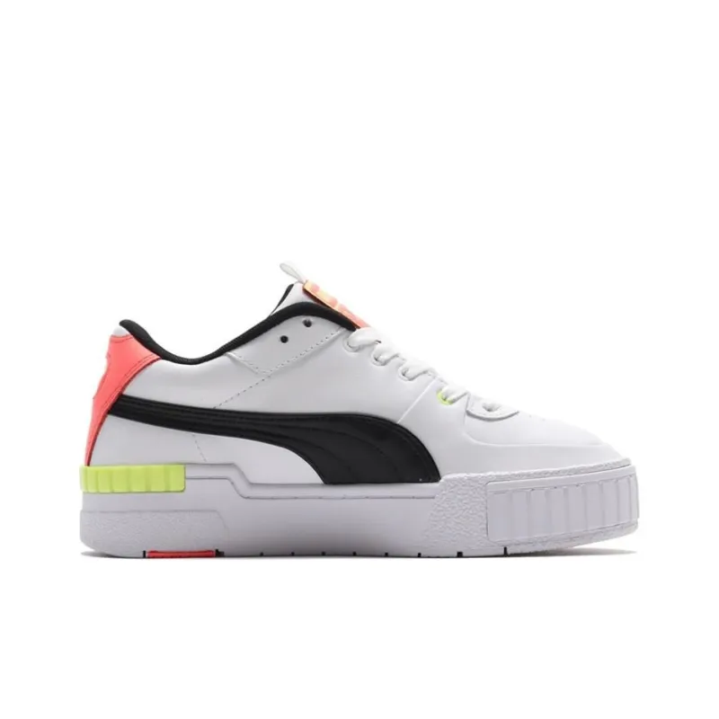 PUMA Cali Sport Sport Cushioning Lightweight Slip-Resistant Low-Top Skateboard Shoes Women's White Black Pink-1