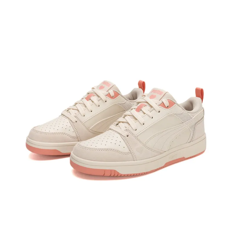PUMA Rebound V6 Durable Breathable Low Top Skateboard Shoes Women's Beige-2