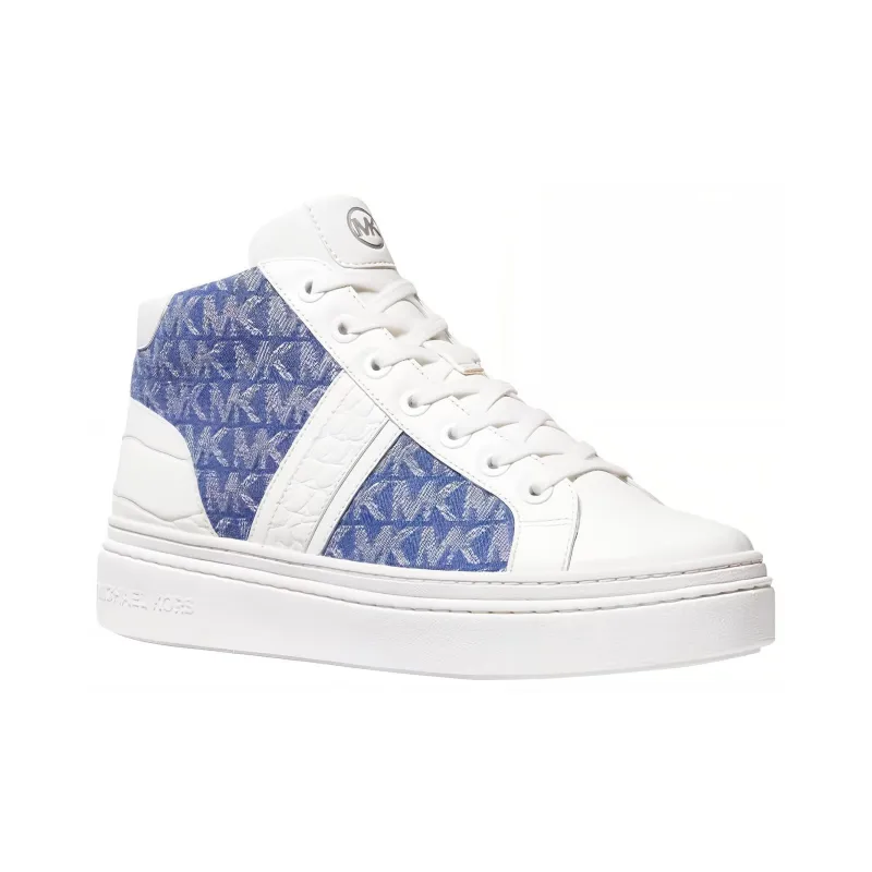 MICHAEL KORS Chapman Mid-Top Casual Shoes Women's Pure White With Denim Blue-3