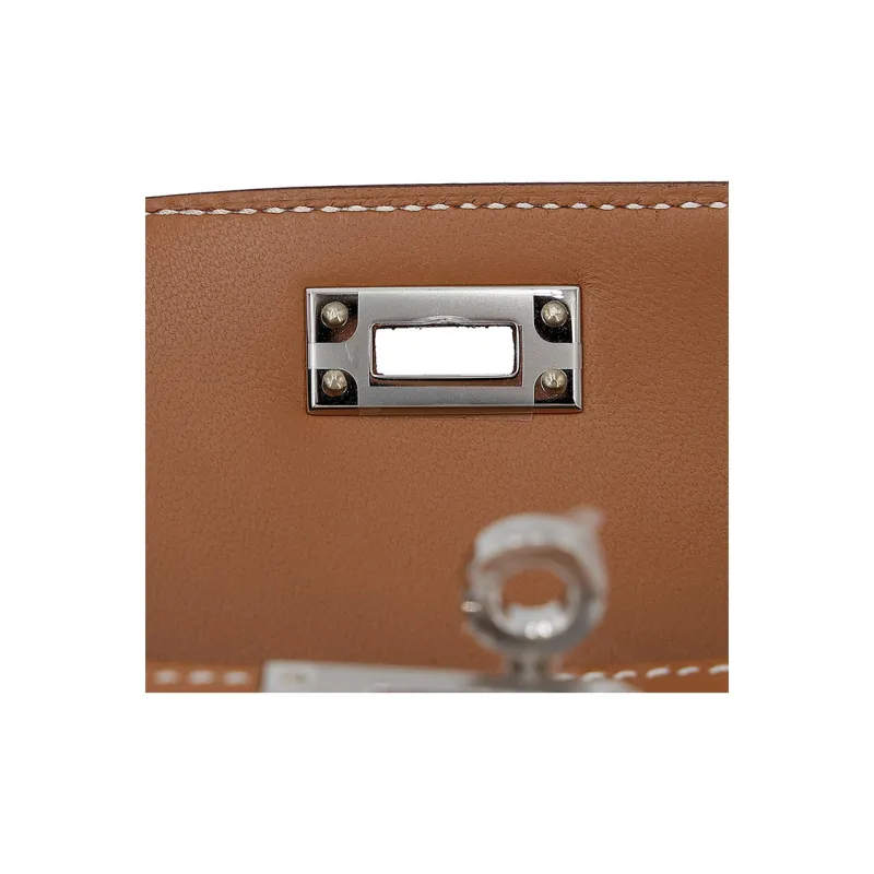 HERMES Mini Kelly 2nd Generation Epsom Leather Kelly Bag Handbags Mini Women's Gold Brown-13