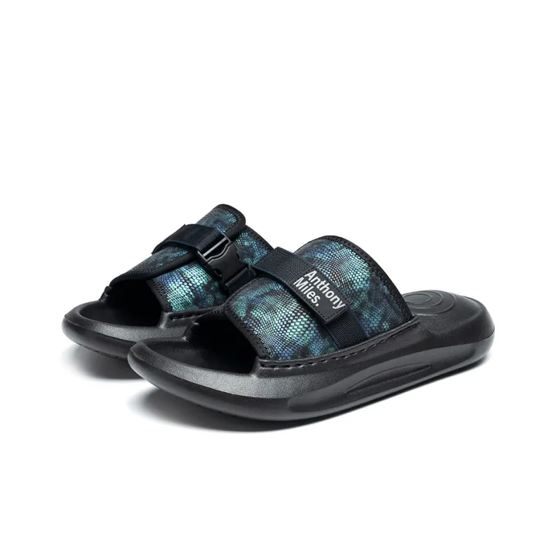 Anthony Miles Rubber Sole Slip Resistant Slide Slippers Men's Blue-2