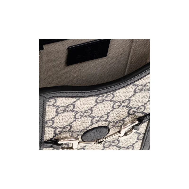 GUCCI Canvas With Leather Cell Phone Pouch, Cigarette Case, Bag, Shoulder Bag, Crossbody Bag Mini Unisex Blue & Beige-4