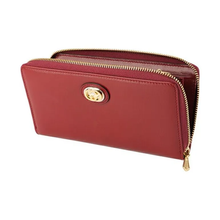 GUCCI Zip Around Leather Wallet Red-3