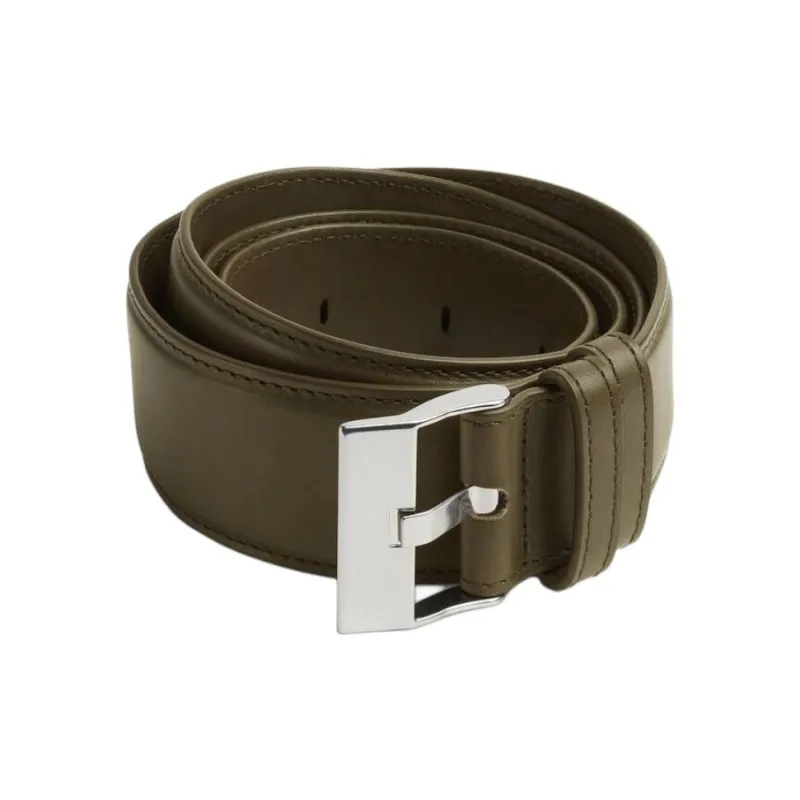 Bottega Veneta Solid Color Design, Pin Buckle Calfskin Leather Belts Men's Green Width 3.5CM-0